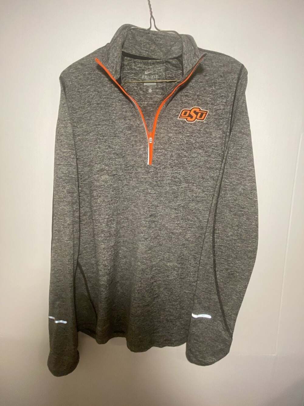 Nike Oklahoma State University OSU Dri-Fit Quarter-Zip Pullover Gray Size L